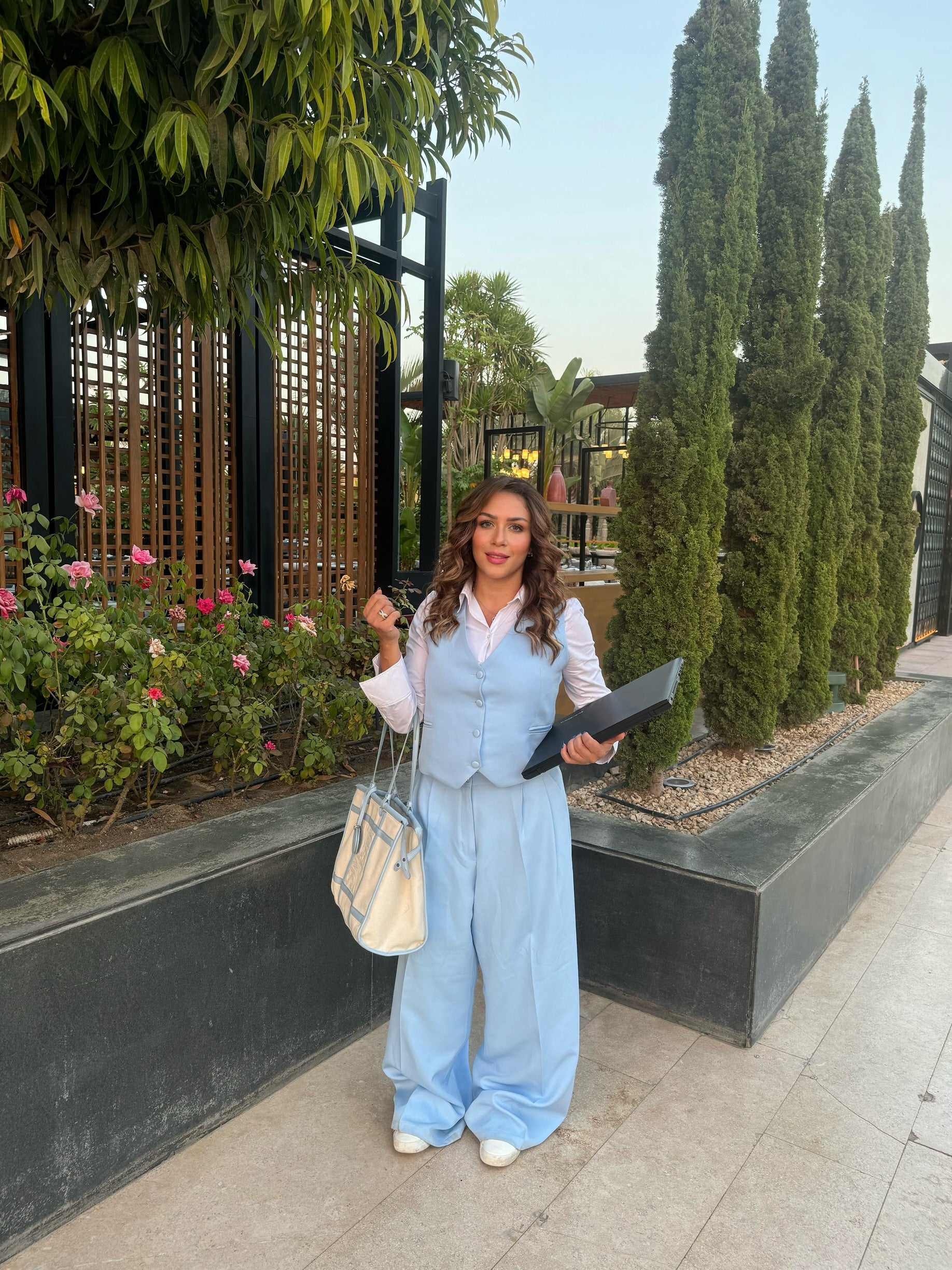 Extra Wide leg baby blue pants Main image
