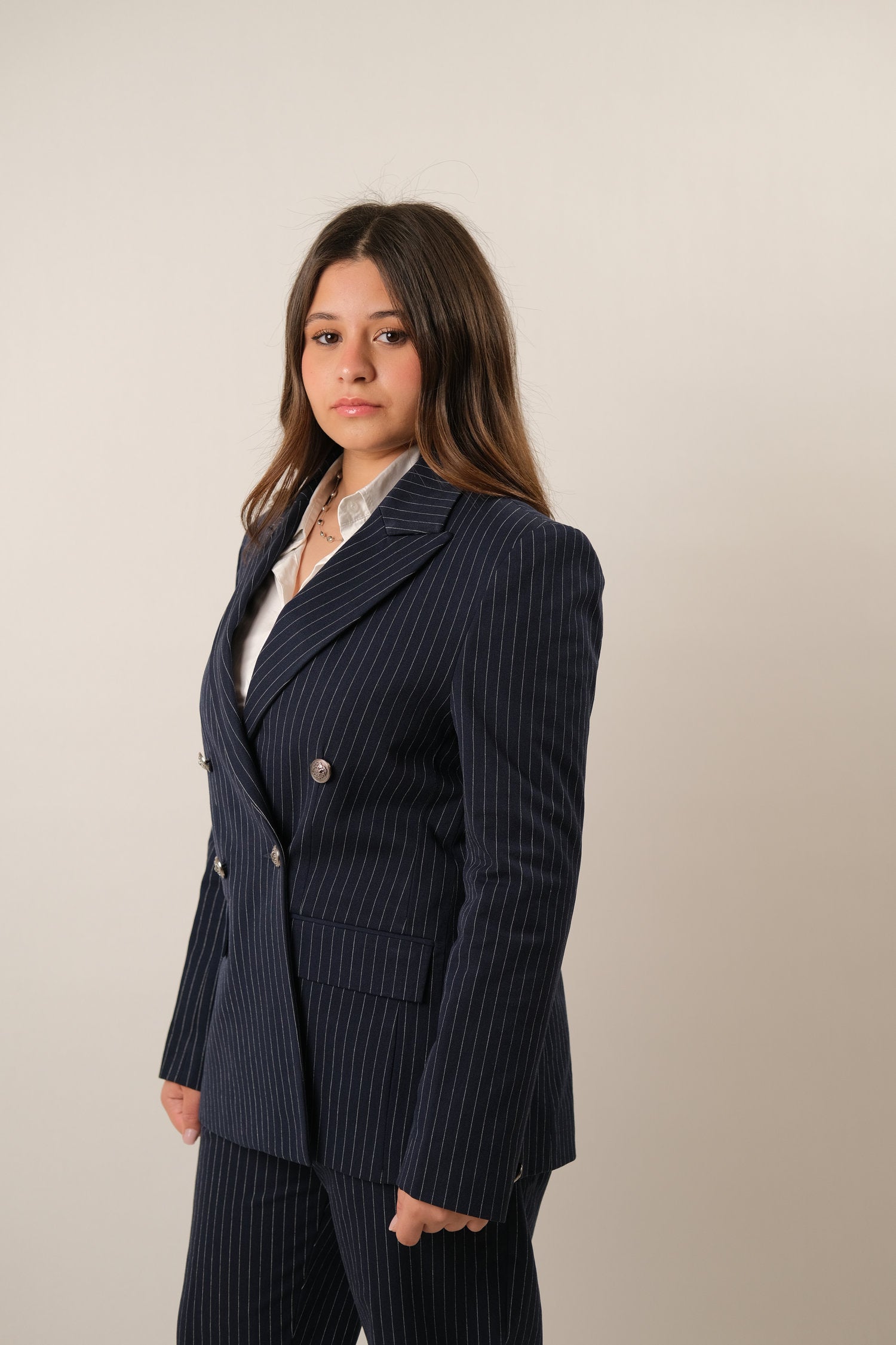 The Executive Pinstripe Blazer -Navy Blue Secondary image