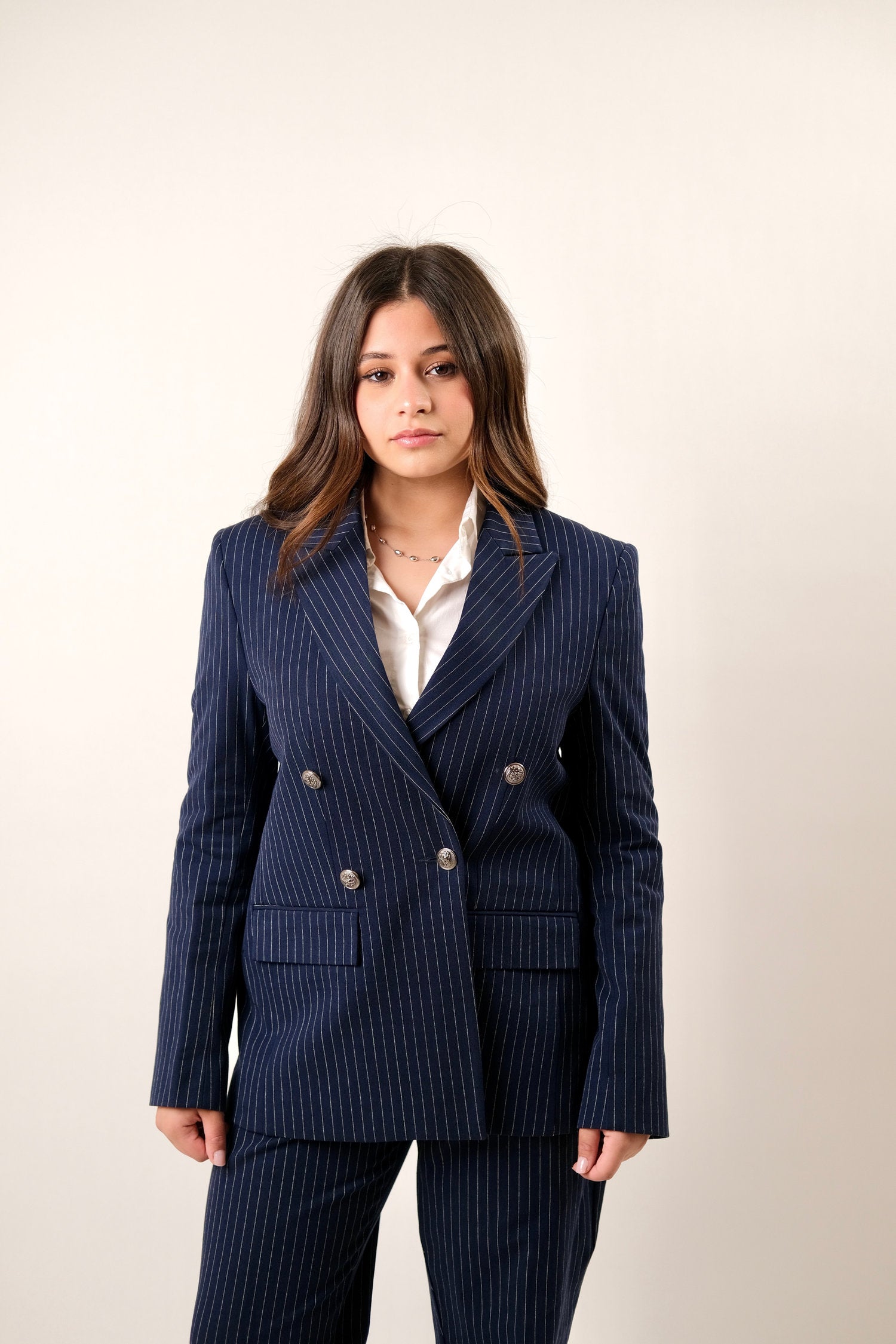 The Executive Pinstripe Suit -Navy Blue Secondary image