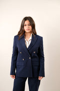 The Executive Pinstripe Blazer -Navy Blue