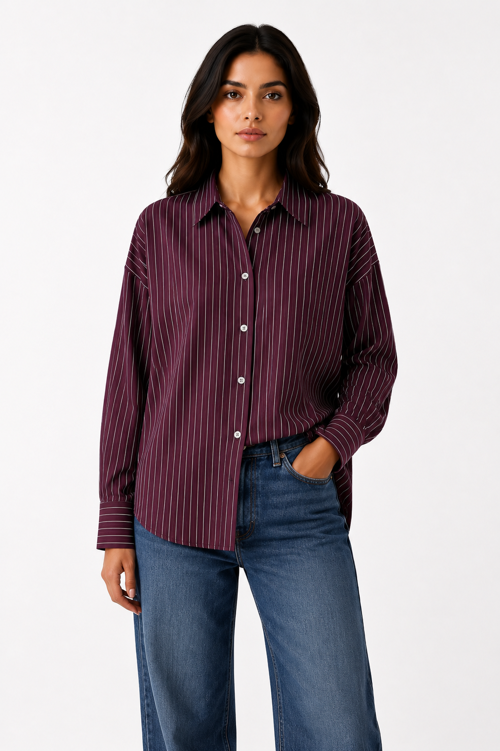 Plum Pinstripe Shirt Main image