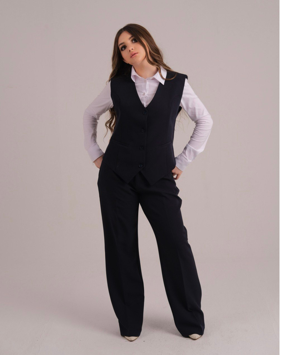 Navy Blue Straight Fit Pants