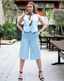 Baby blue A-Line knee length shorts