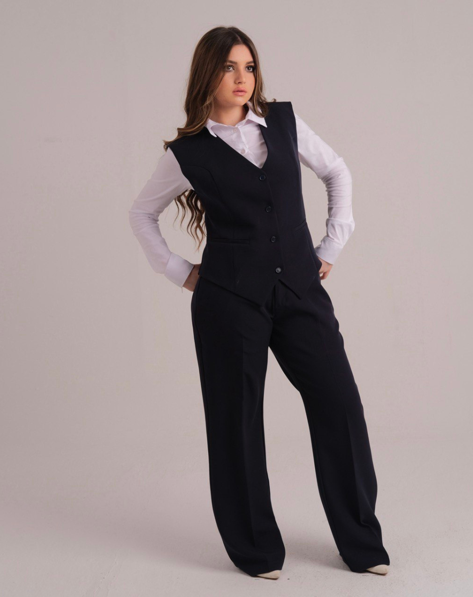 Navy Blue Straight Fit Pants Main image