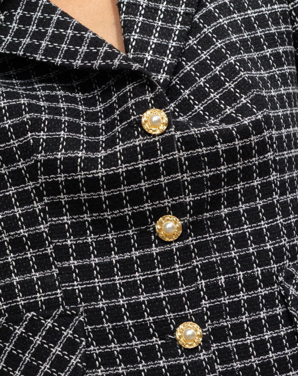 “Nuit pearl Noir” Tweed cropped blazer